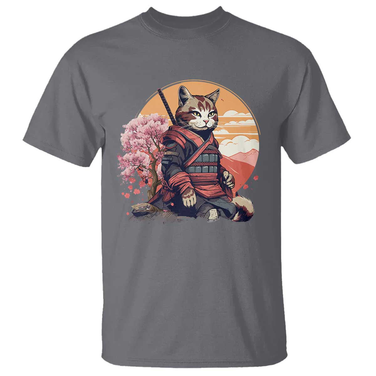 Japanese Samurai Cat T Shirt Floral Warrior Geisha Woman Tokyo Anime - Wonder Print Shop