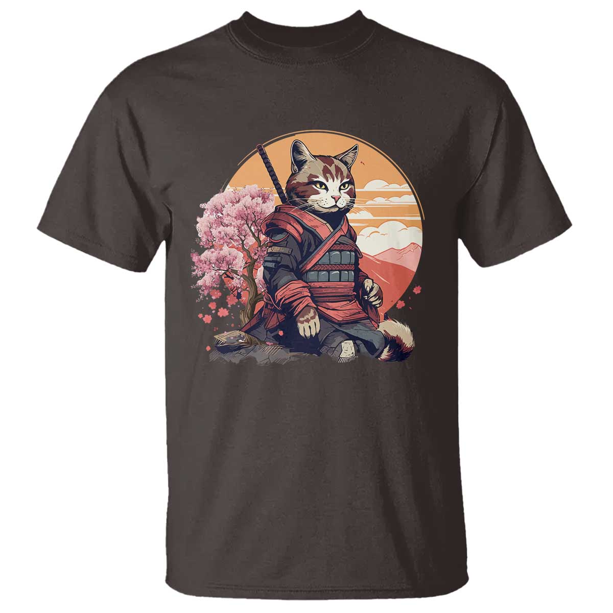 Japanese Samurai Cat T Shirt Floral Warrior Geisha Woman Tokyo Anime - Wonder Print Shop