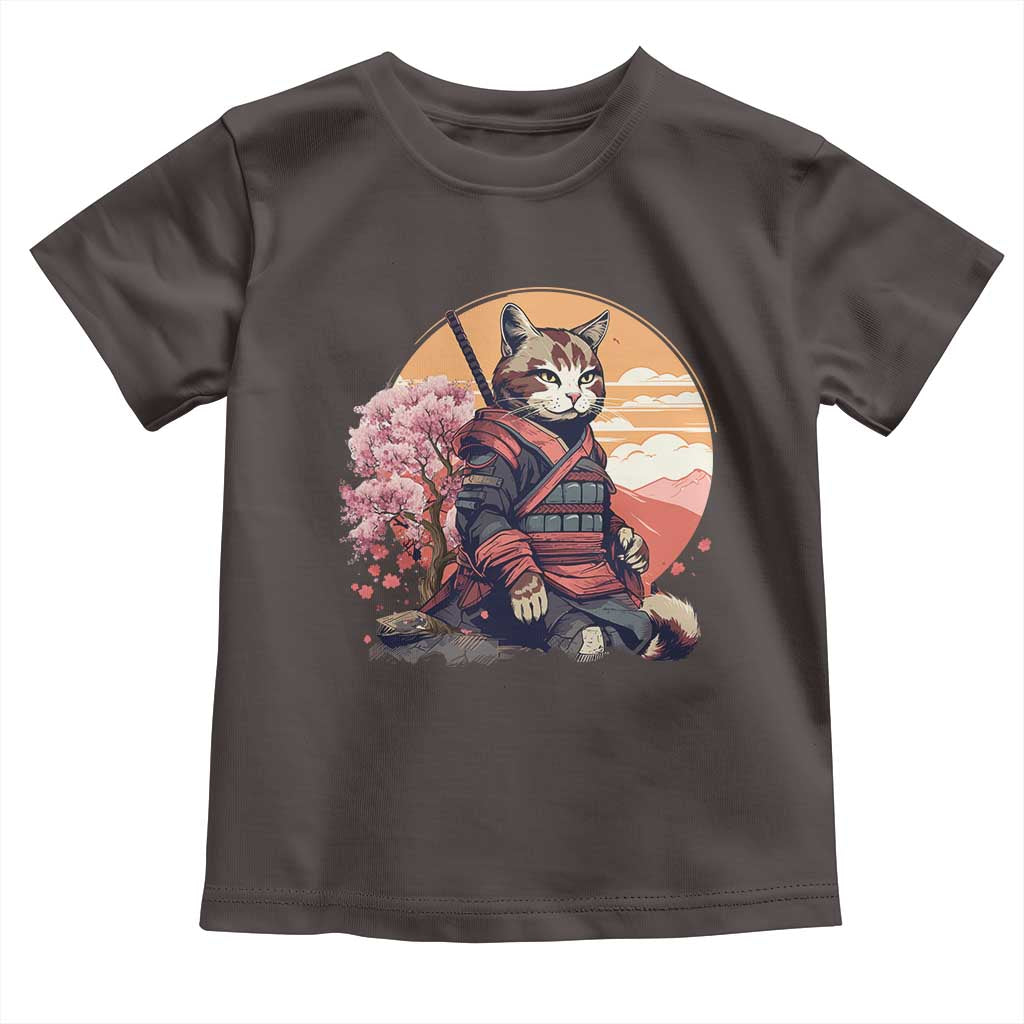 Japanese Samurai Cat Toddler T Shirt Floral Warrior Geisha Woman Tokyo Anime