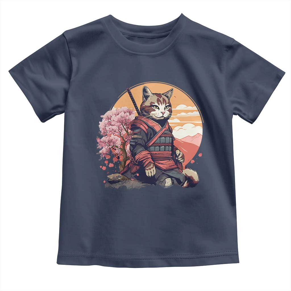 Japanese Samurai Cat Toddler T Shirt Floral Warrior Geisha Woman Tokyo Anime