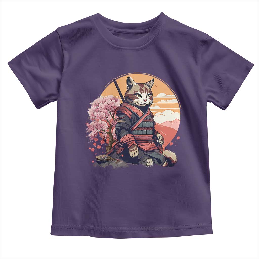 Japanese Samurai Cat Toddler T Shirt Floral Warrior Geisha Woman Tokyo Anime