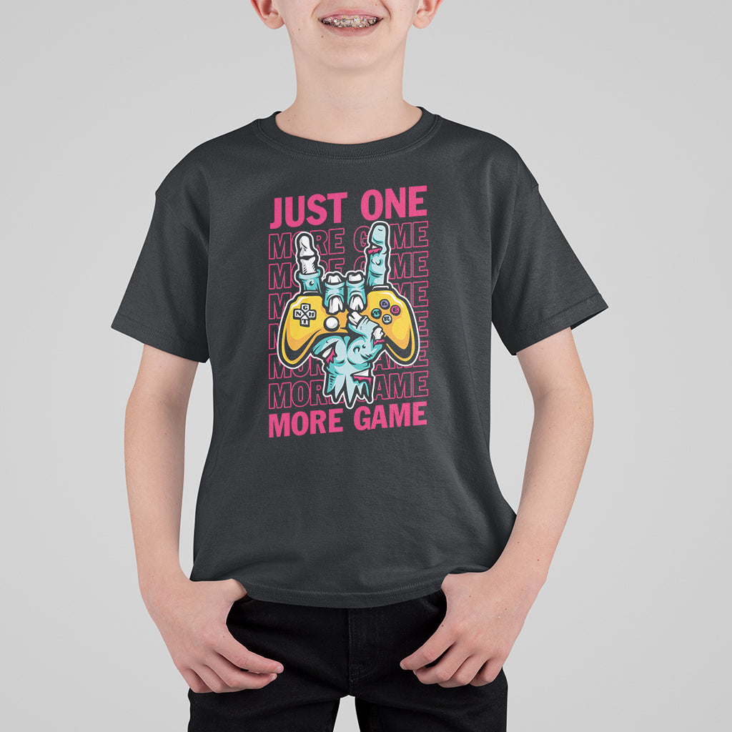 Funny Video Gamer T Shirt For Kid Just One More Game Skeleton Kids Boys Man - Wonder Print Shop