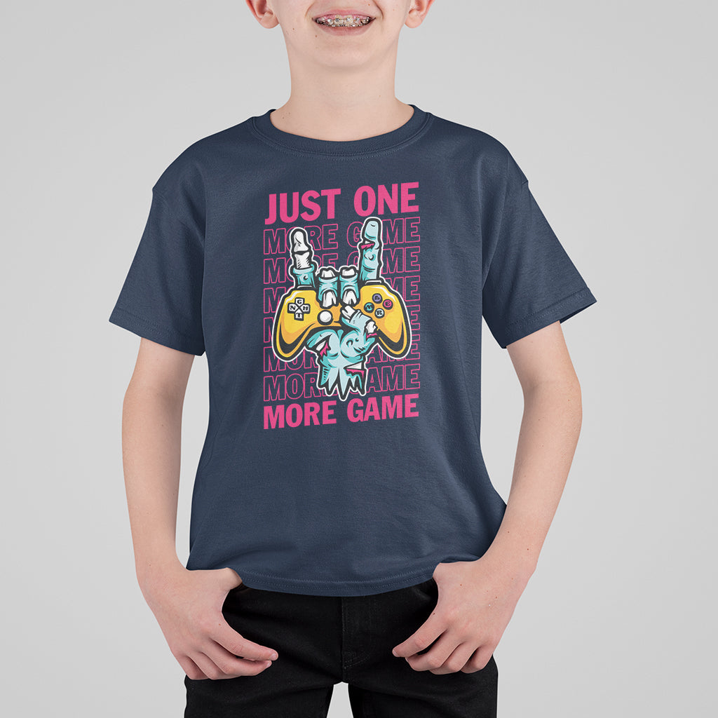Funny Video Gamer T Shirt For Kid Just One More Game Skeleton Kids Boys Man - Wonder Print Shop