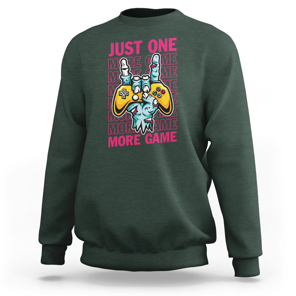 Funny Video Gamer Sweatshirt Just One More Game Skeleton Kids Boys Man - Wonder Print Shop