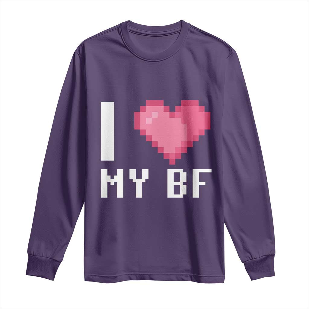 Funny Girlfriend Long Sleeve Shirt I Love My BF Boyfriend Valentines