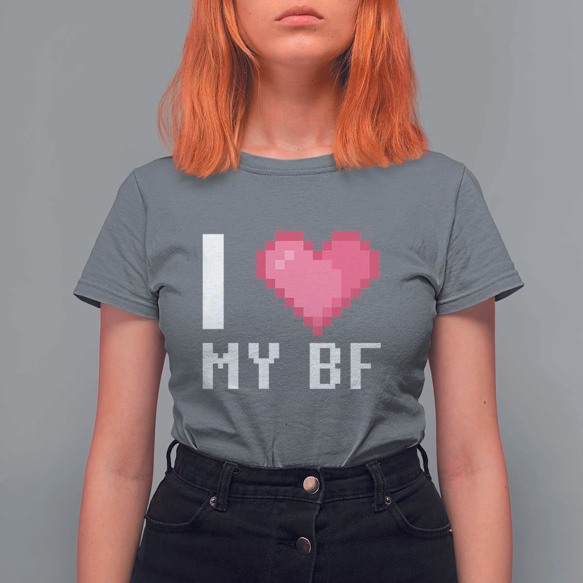 Funny Girlfriend T Shirt For Women I Love My BF Boyfriend Valentines