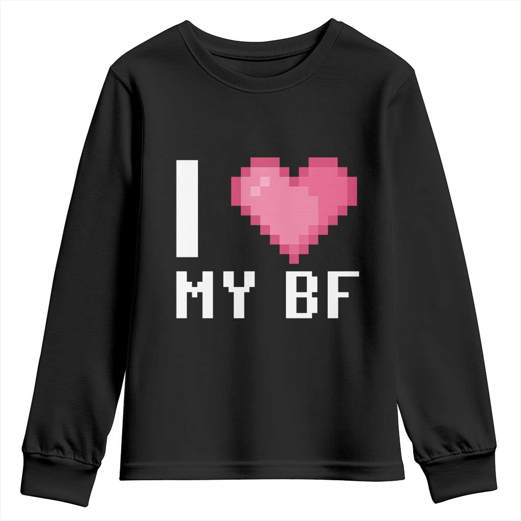 Funny Girlfriend Youth Sweatshirt I Love My BF Boyfriend Valentines