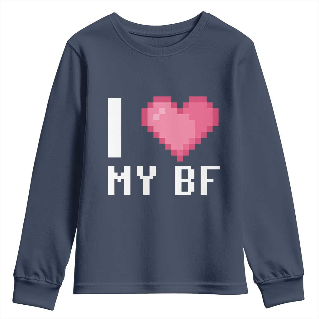 Funny Girlfriend Youth Sweatshirt I Love My BF Boyfriend Valentines