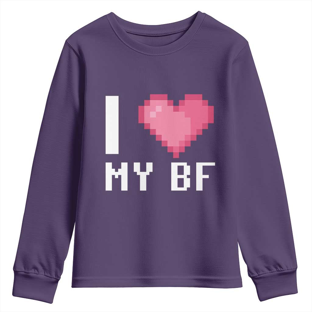 Funny Girlfriend Youth Sweatshirt I Love My BF Boyfriend Valentines