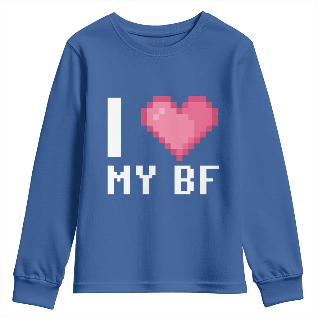 Funny Girlfriend Youth Sweatshirt I Love My BF Boyfriend Valentines