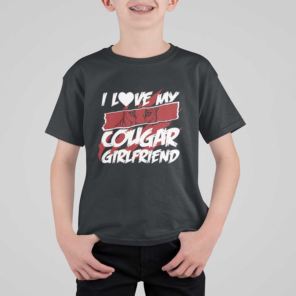 Funny Boyfriend T Shirt For Kid I Love My Cougar Girlfriend Valentines