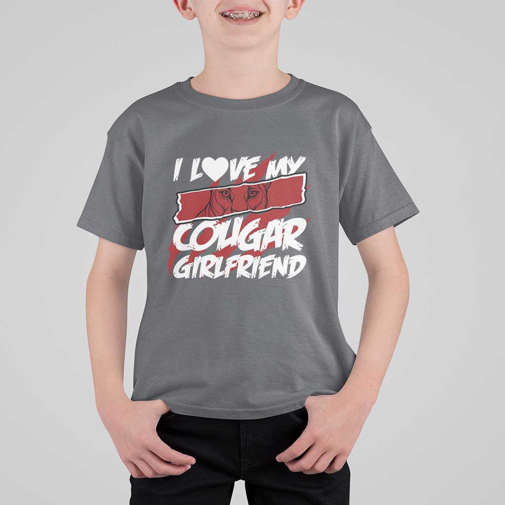Funny Boyfriend T Shirt For Kid I Love My Cougar Girlfriend Valentines