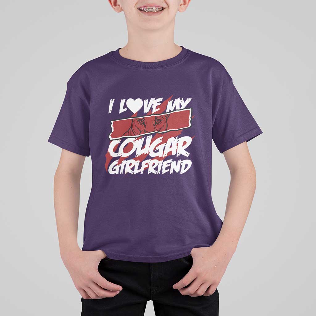 Funny Boyfriend T Shirt For Kid I Love My Cougar Girlfriend Valentines