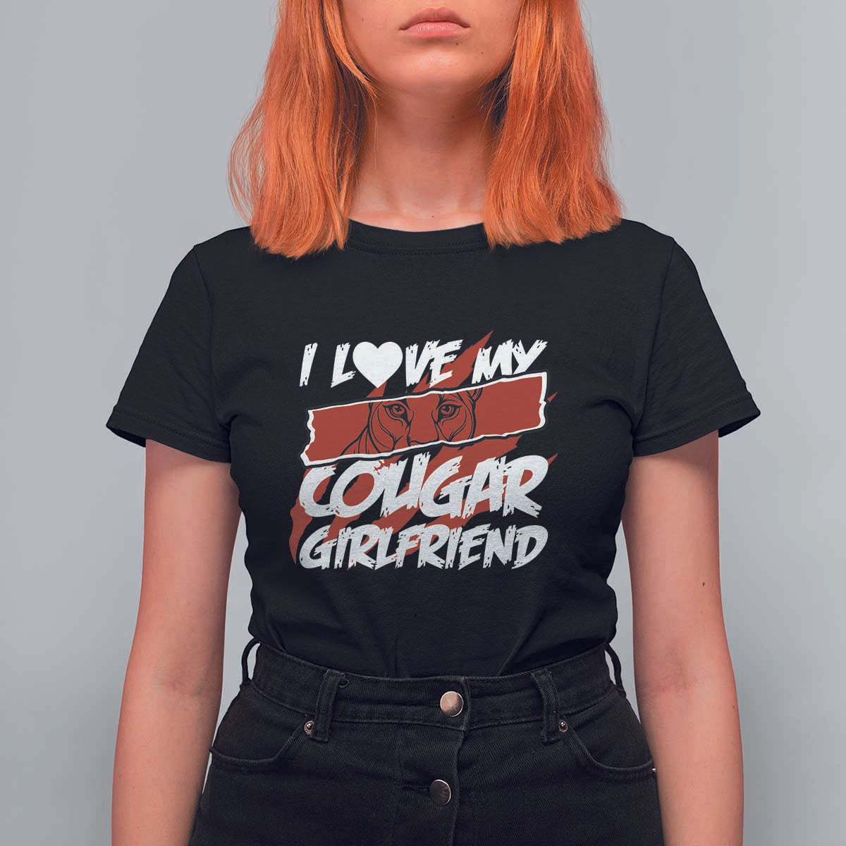 Funny Boyfriend T Shirt For Women I Love My Cougar Girlfriend Valentines