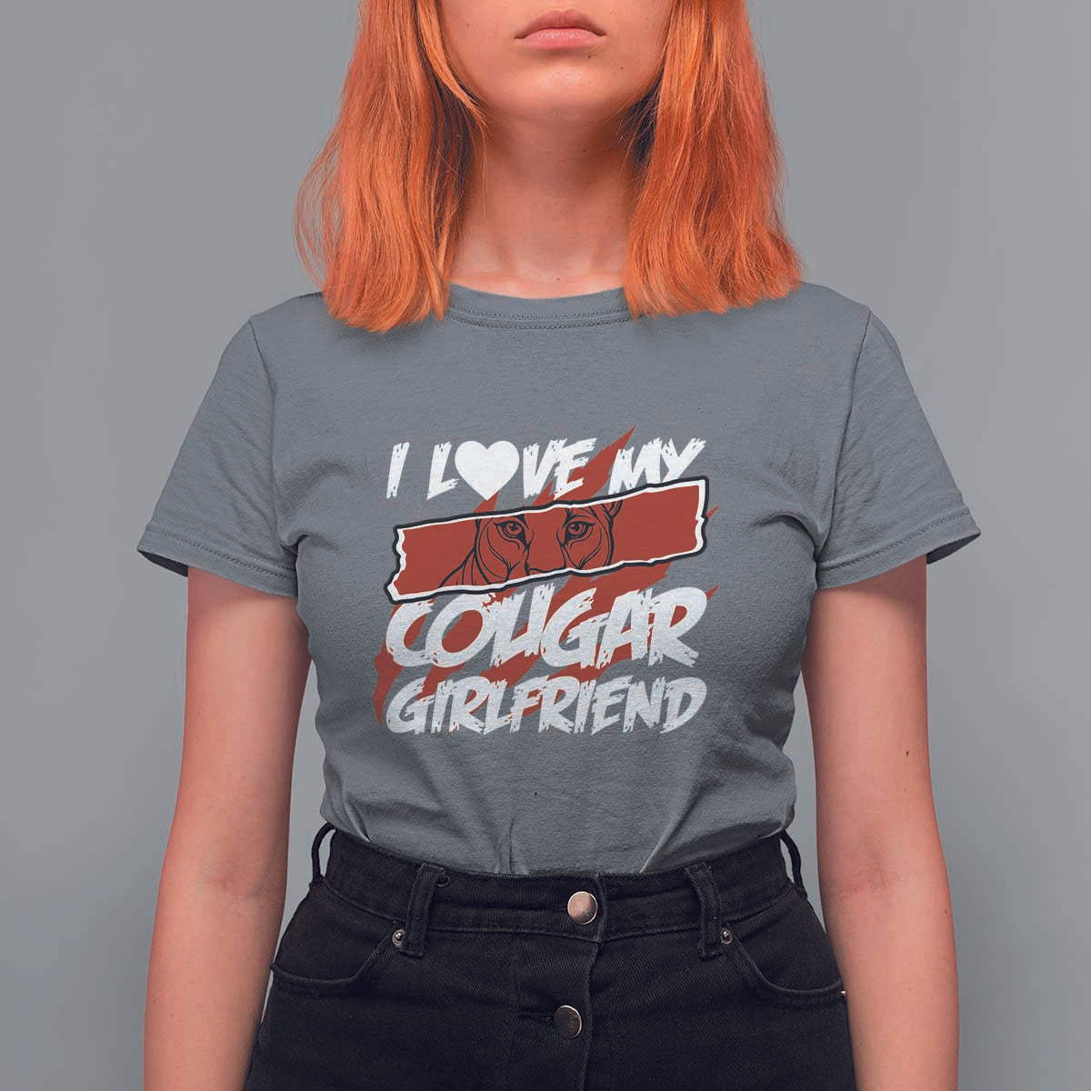 Funny Boyfriend T Shirt For Women I Love My Cougar Girlfriend Valentines