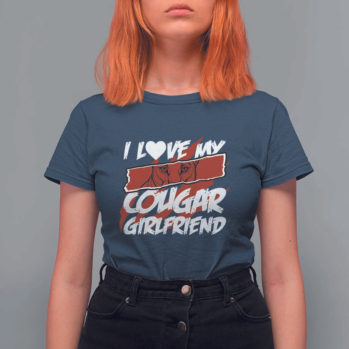 Funny Boyfriend T Shirt For Women I Love My Cougar Girlfriend Valentines