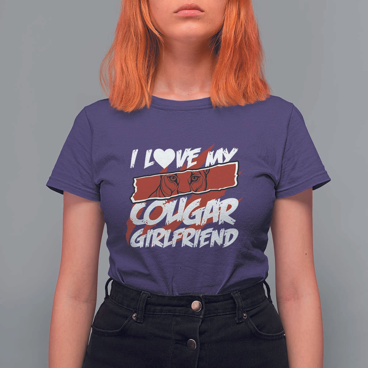 Funny Boyfriend T Shirt For Women I Love My Cougar Girlfriend Valentines