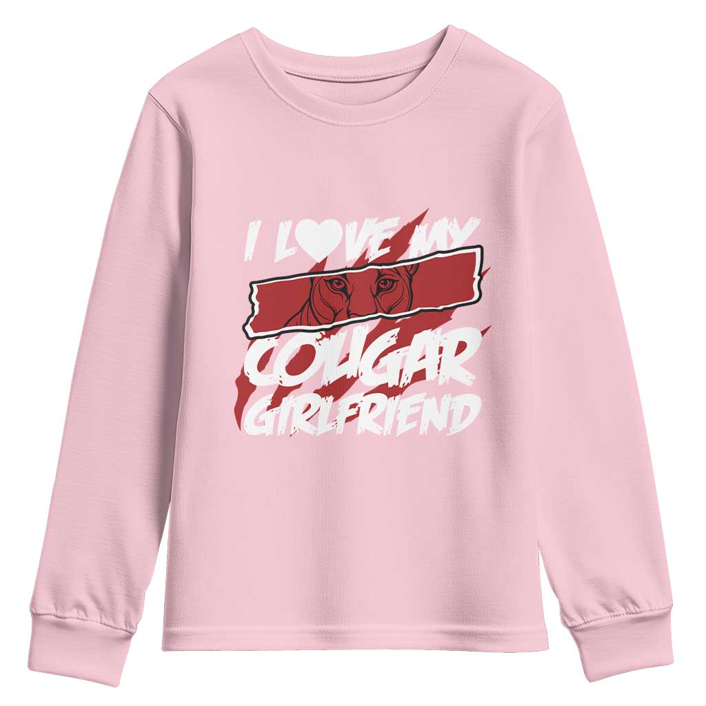 Funny Boyfriend Youth Sweatshirt I Love My Cougar Girlfriend Valentines