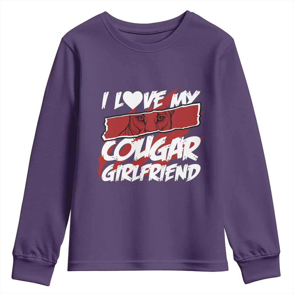 Funny Boyfriend Youth Sweatshirt I Love My Cougar Girlfriend Valentines