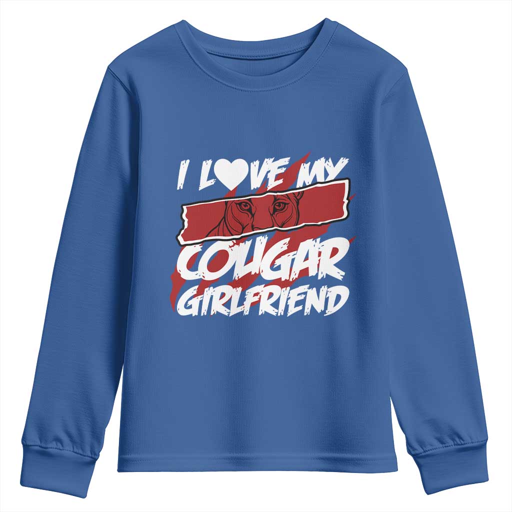 Funny Boyfriend Youth Sweatshirt I Love My Cougar Girlfriend Valentines