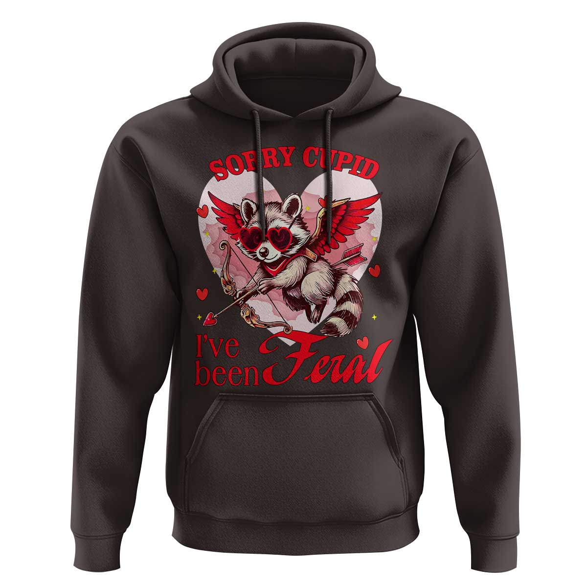 Funny Valentine's Day Hoodie Sorry Cupid I've Been Feral Raccoon