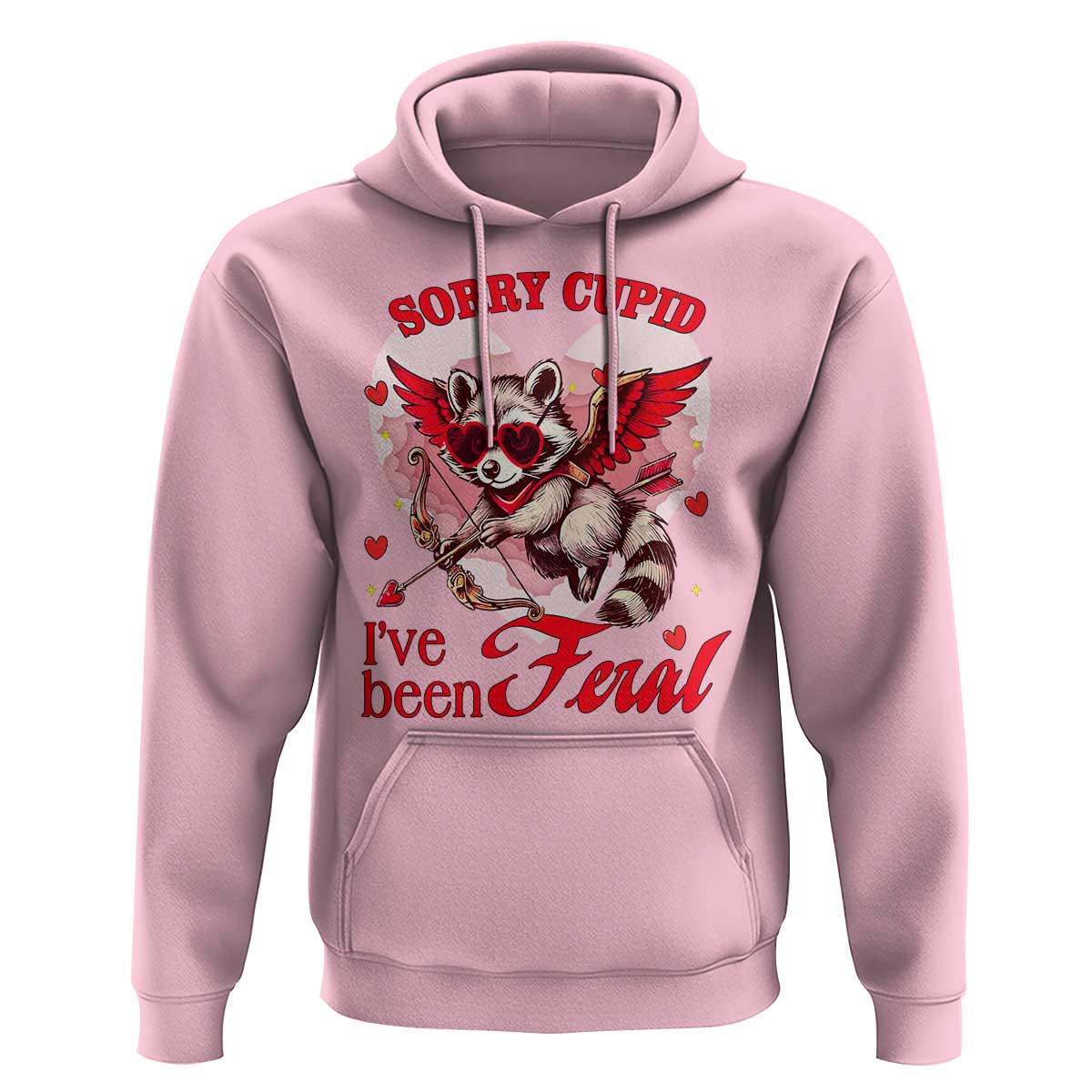 Funny Valentine's Day Hoodie Sorry Cupid I've Been Feral Raccoon