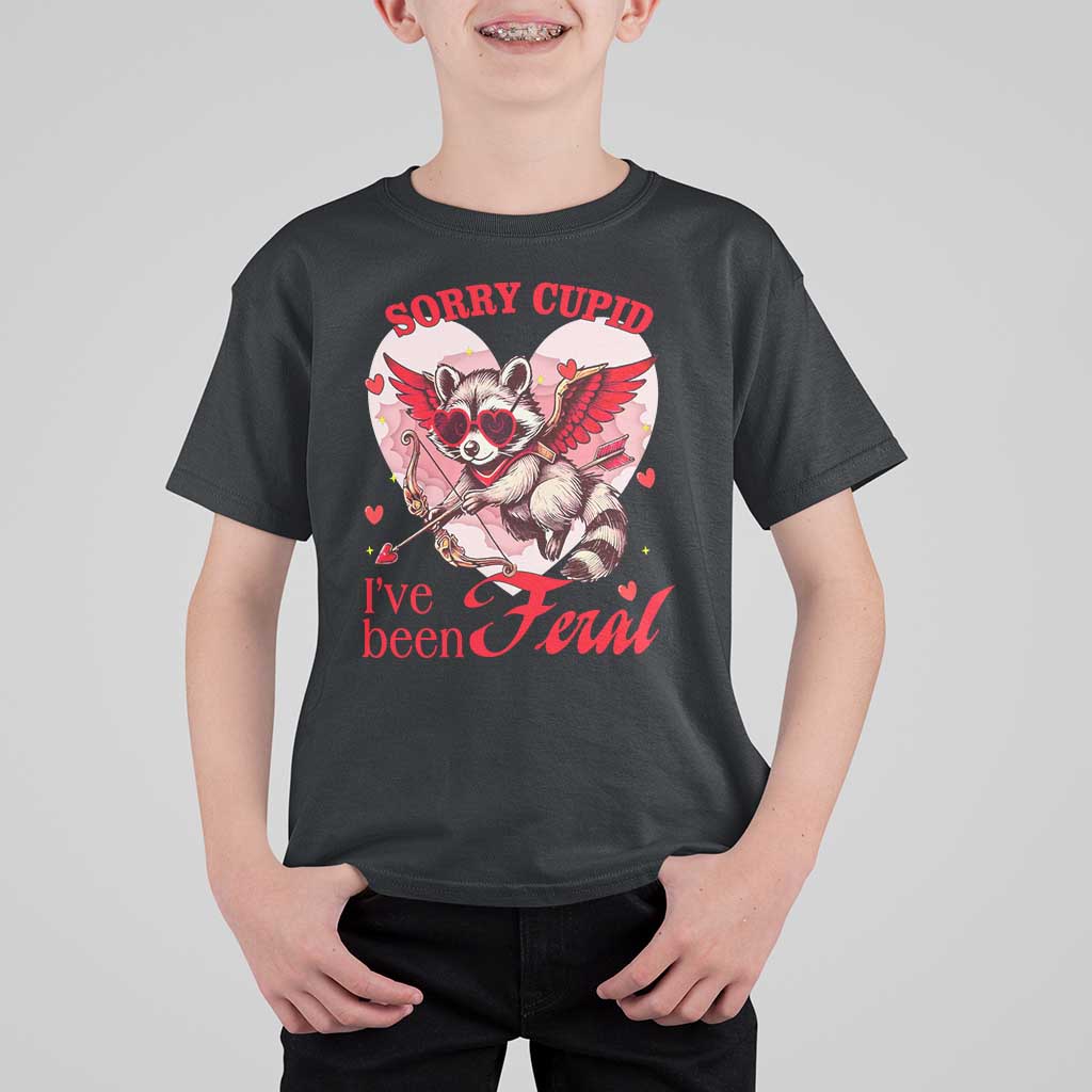 Funny Valentine's Day T Shirt For Kid Sorry Cupid I've Been Feral Raccoon
