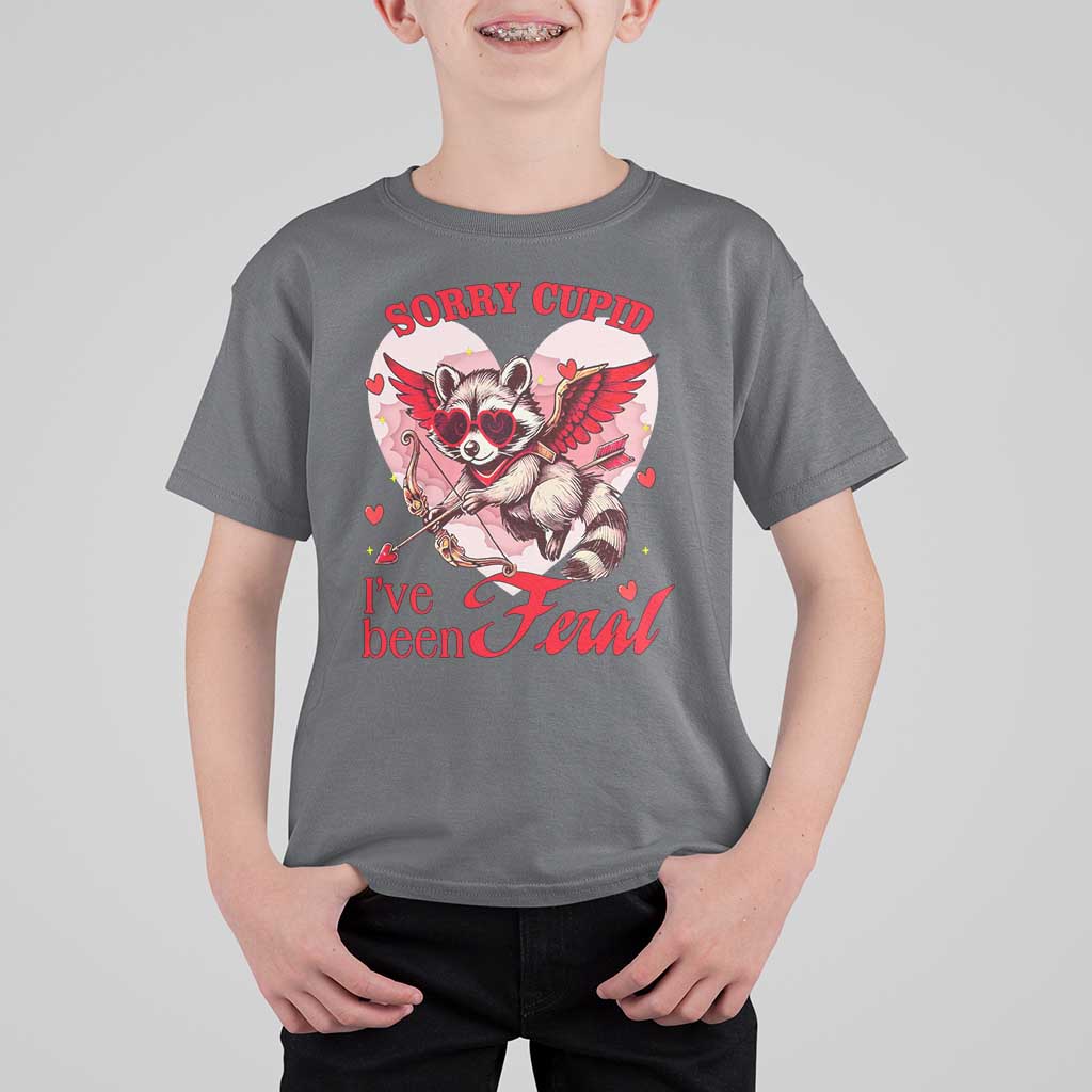 Funny Valentine's Day T Shirt For Kid Sorry Cupid I've Been Feral Raccoon
