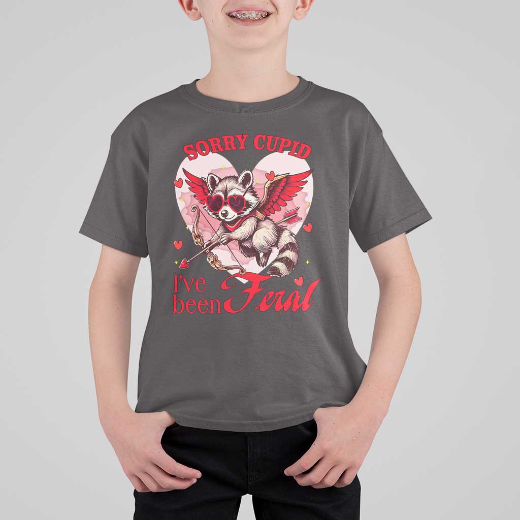 Funny Valentine's Day T Shirt For Kid Sorry Cupid I've Been Feral Raccoon