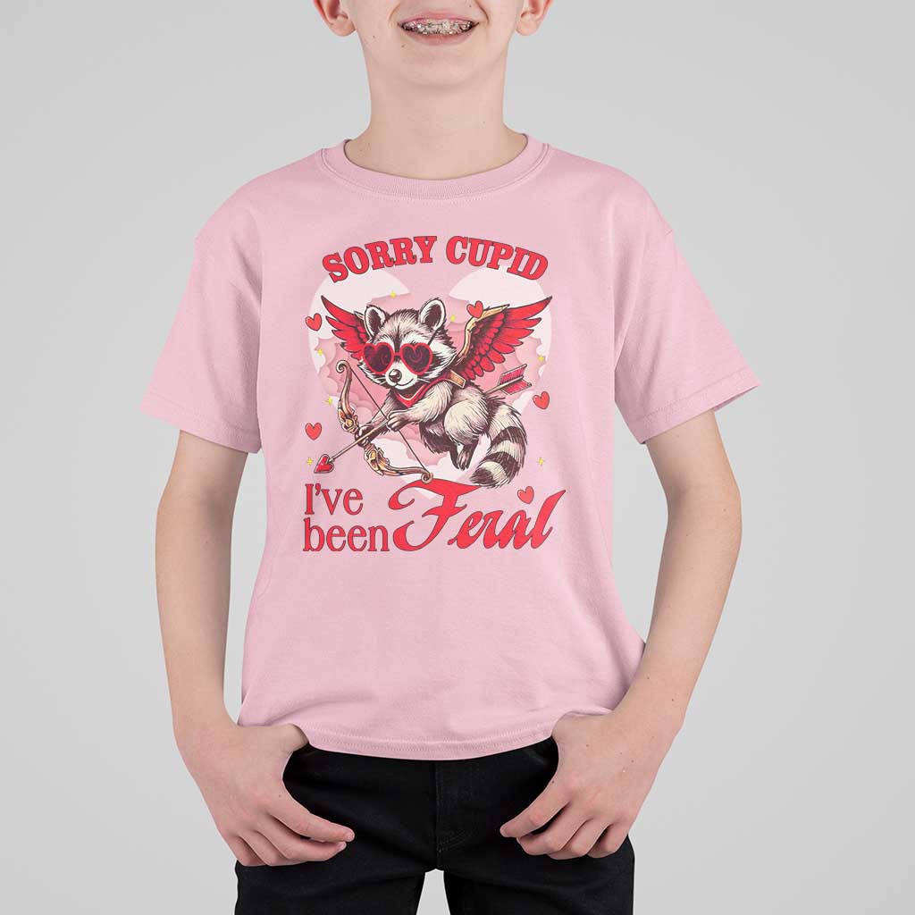 Funny Valentine's Day T Shirt For Kid Sorry Cupid I've Been Feral Raccoon
