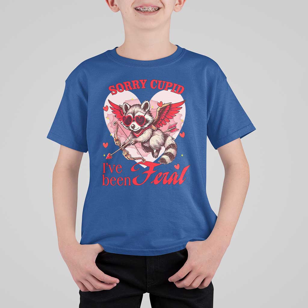 Funny Valentine's Day T Shirt For Kid Sorry Cupid I've Been Feral Raccoon