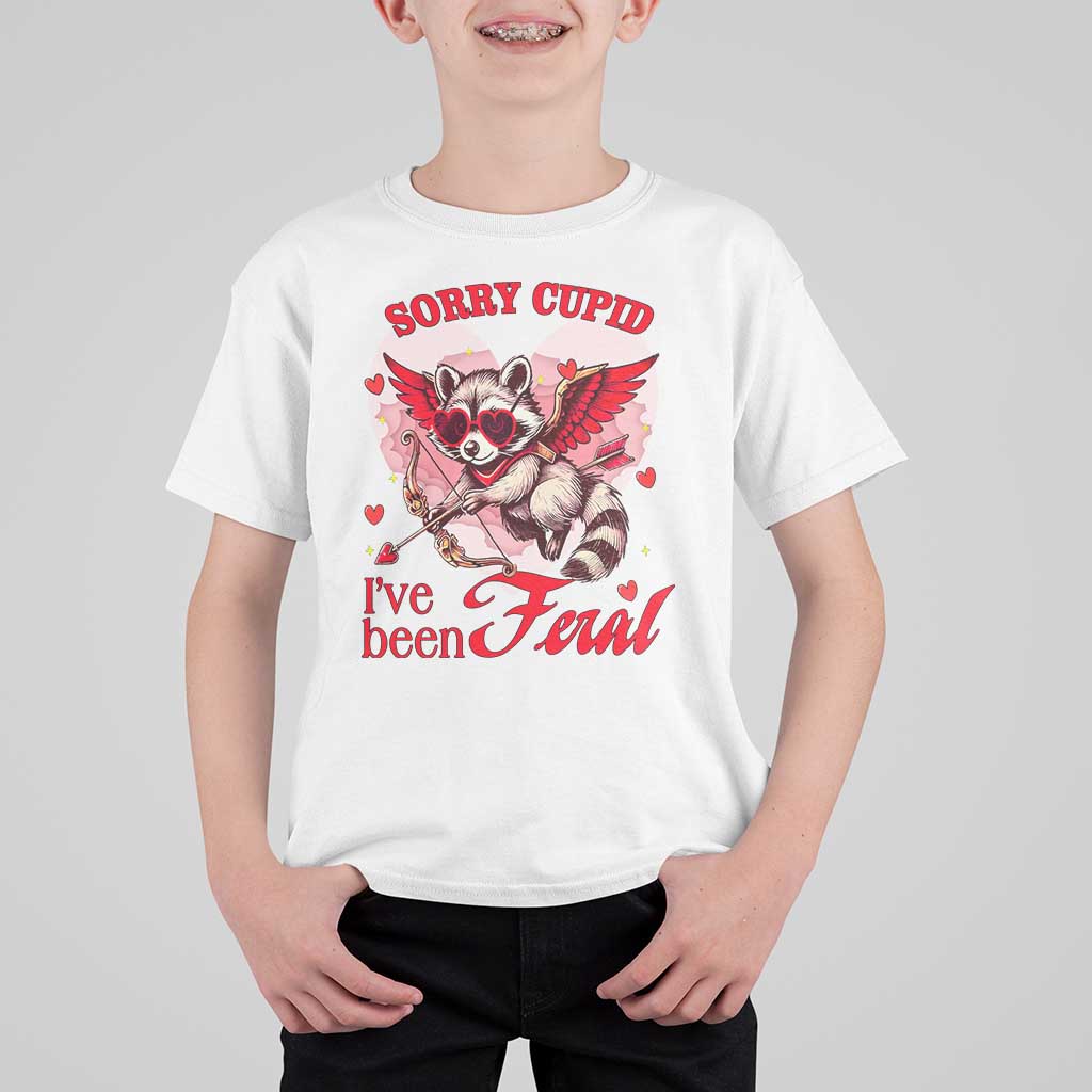Funny Valentine's Day T Shirt For Kid Sorry Cupid I've Been Feral Raccoon
