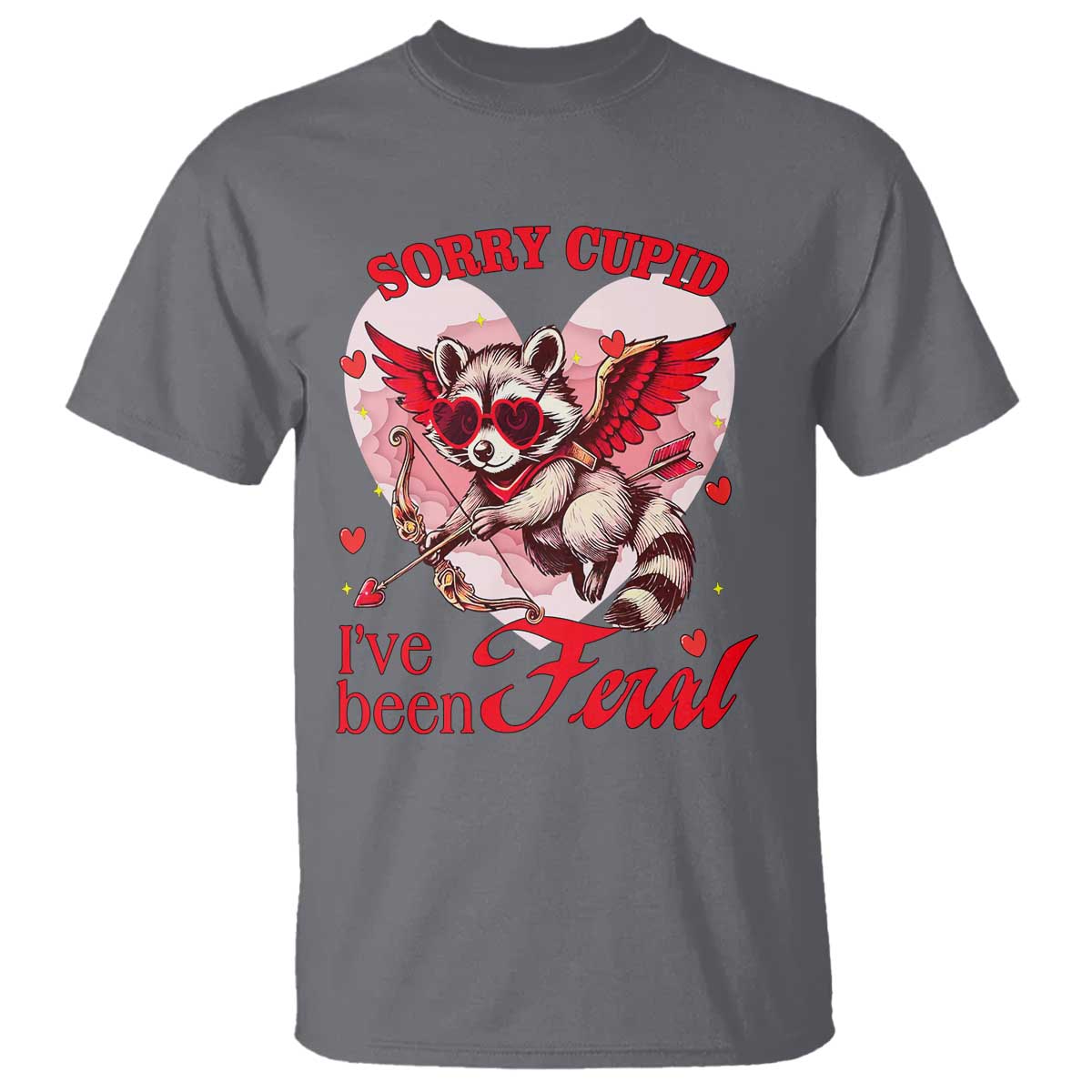 Funny Valentine's Day T Shirt Sorry Cupid I've Been Feral Raccoon