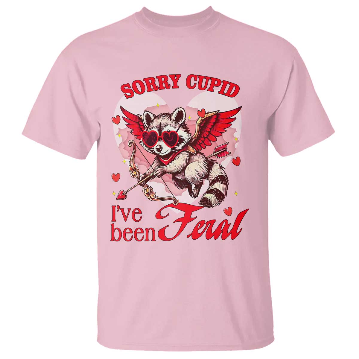 Funny Valentine's Day T Shirt Sorry Cupid I've Been Feral Raccoon