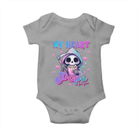 Funny Valentine's Day Baby Onesie My Heart Pops For You Cute Death Grim Popcorn