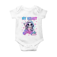 Funny Valentine's Day Baby Onesie My Heart Pops For You Cute Death Grim Popcorn