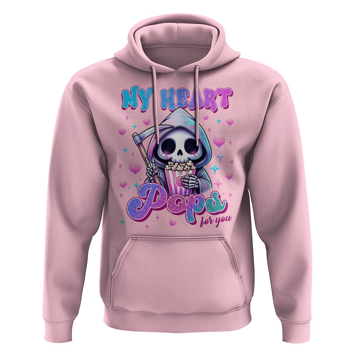 Funny Valentine's Day Hoodie My Heart Pops For You Cute Death Grim Popcorn