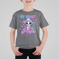 Funny Valentine's Day T Shirt For Kid My Heart Pops For You Cute Death Grim Popcorn