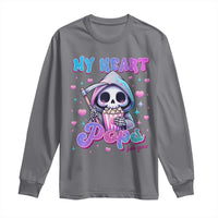 Funny Valentine's Day Long Sleeve Shirt My Heart Pops For You Cute Death Grim Popcorn