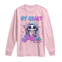 Funny Valentine's Day Long Sleeve Shirt My Heart Pops For You Cute Death Grim Popcorn