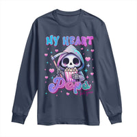 Funny Valentine's Day Long Sleeve Shirt My Heart Pops For You Cute Death Grim Popcorn