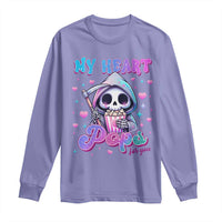 Funny Valentine's Day Long Sleeve Shirt My Heart Pops For You Cute Death Grim Popcorn