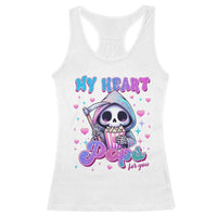 Funny Valentine's Day Racerback Tank Top My Heart Pops For You Cute Death Grim Popcorn