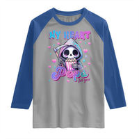 Funny Valentine's Day Raglan Shirt My Heart Pops For You Cute Death Grim Popcorn