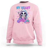 Funny Valentine's Day Sweatshirt My Heart Pops For You Cute Death Grim Popcorn