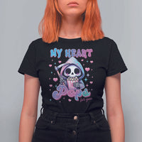 Funny Valentine's Day T Shirt For Women My Heart Pops For You Cute Death Grim Popcorn