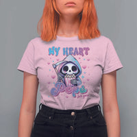 Funny Valentine's Day T Shirt For Women My Heart Pops For You Cute Death Grim Popcorn