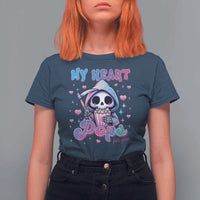 Funny Valentine's Day T Shirt For Women My Heart Pops For You Cute Death Grim Popcorn