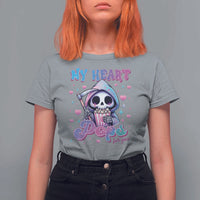 Funny Valentine's Day T Shirt For Women My Heart Pops For You Cute Death Grim Popcorn