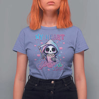 Funny Valentine's Day T Shirt For Women My Heart Pops For You Cute Death Grim Popcorn
